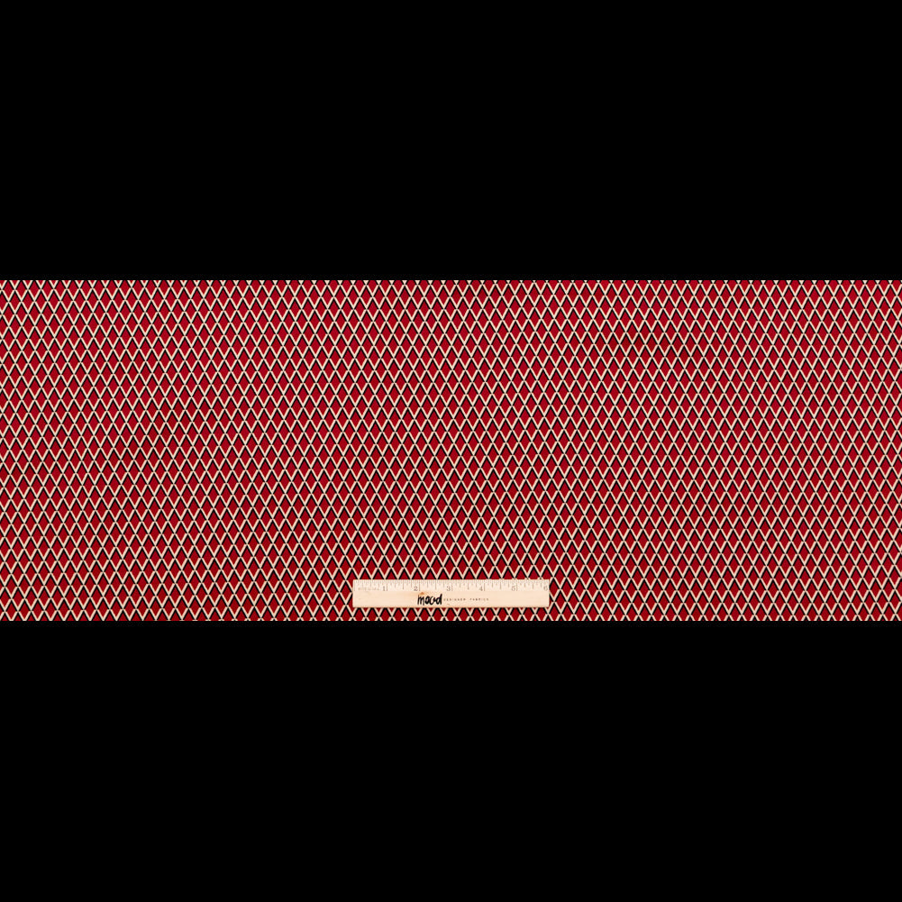 Red and Beige Geometric Stretch Cotton Print