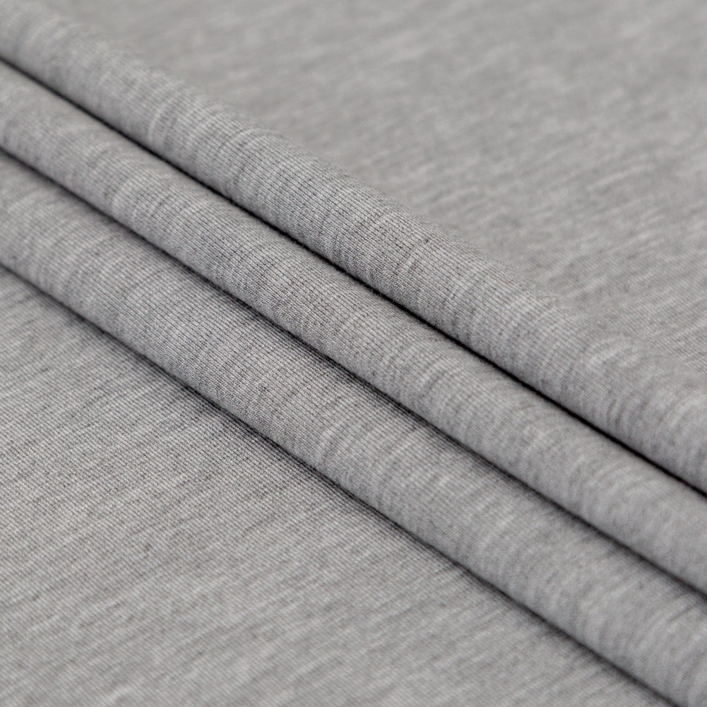 Italian Heathered Gray Brushed Back Viscose Jersey