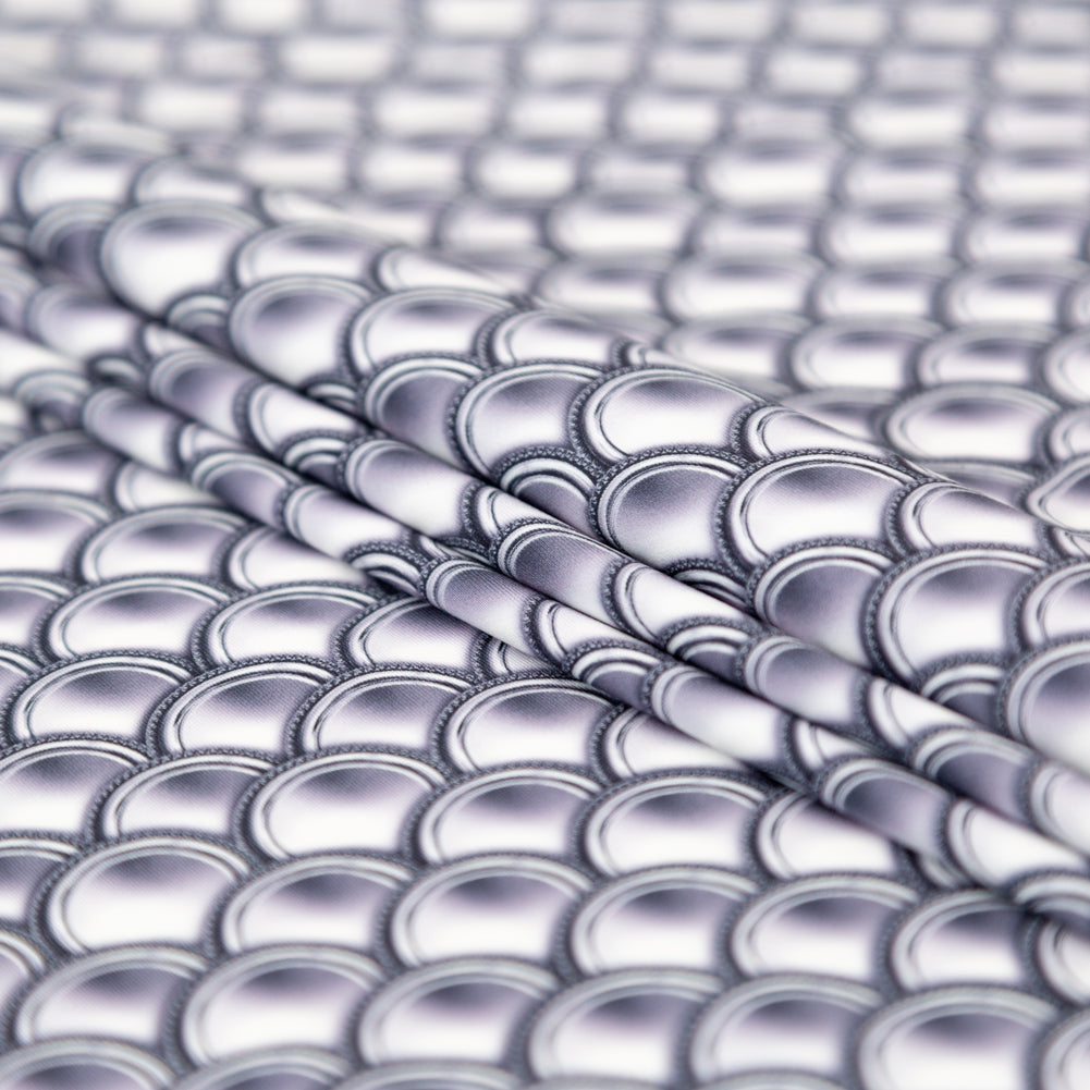 Compression Swimwear Tricot, UV Protective with Aloe Vera Microcapsules - Silver Coins - Caye Collection