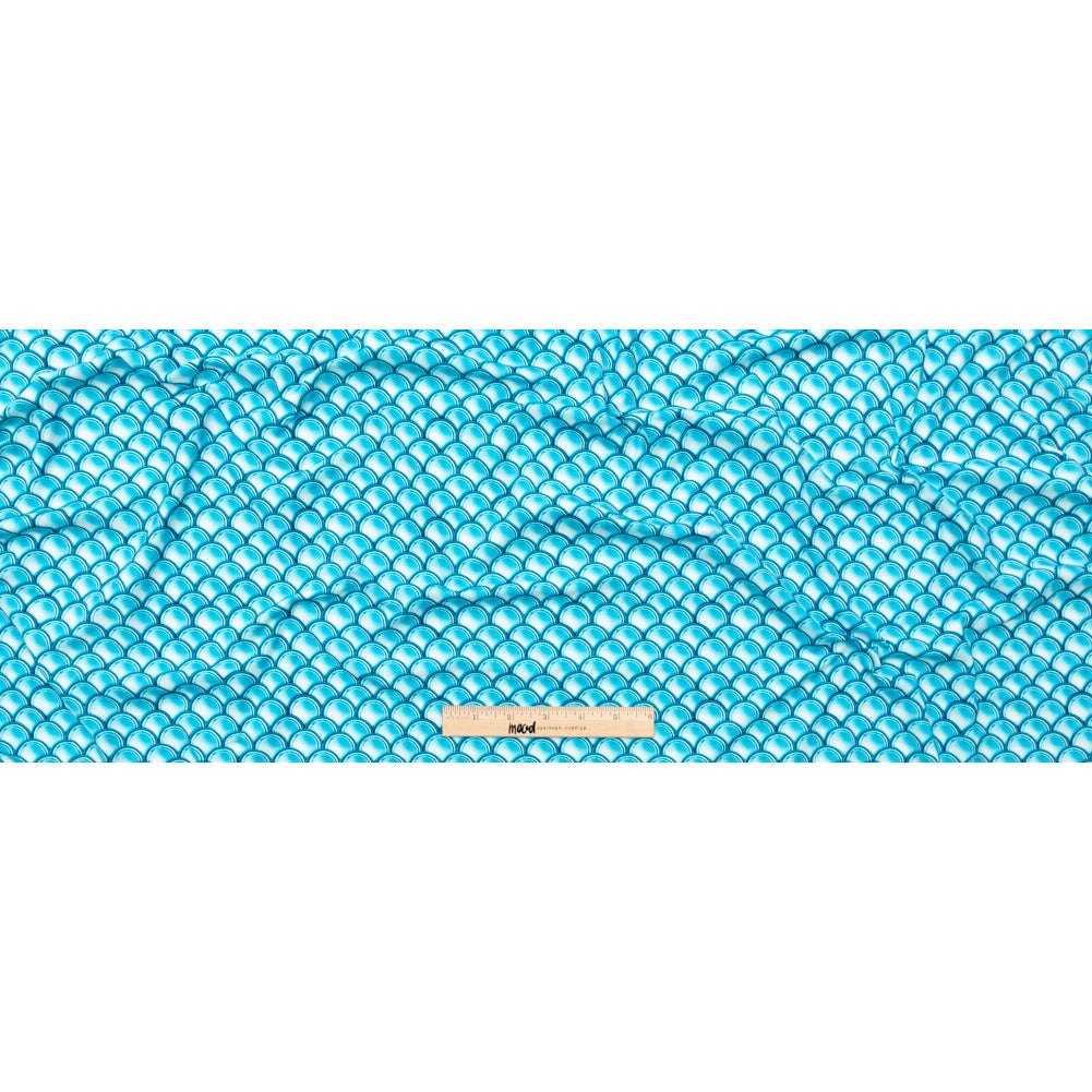 Compression Swimwear Tricot, UV Protective with Aloe Vera Microcapsules - Cerulean Blue Coins - Caye Collection