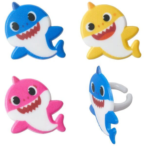 Baby Shark Mommy, Daddy and Baby Cupcake Cake Decorating Rings 12 set