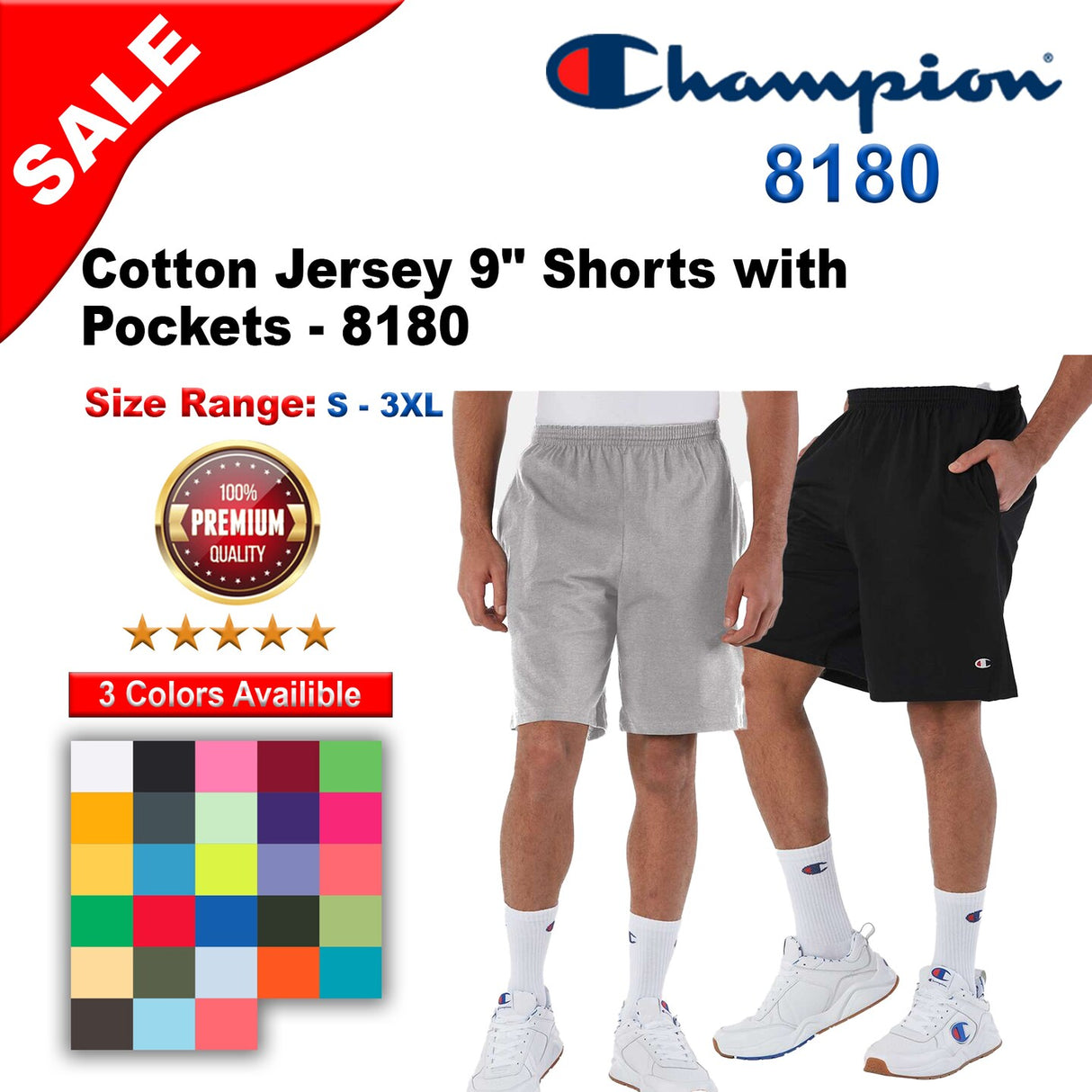 Champion® Cotton Jersey 9" Shorts with Pockets