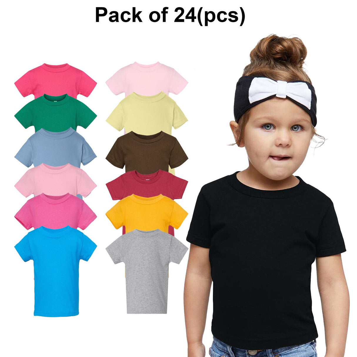 24 Pack : RADYAN® Infant Cotton Jersey Tee - 3401