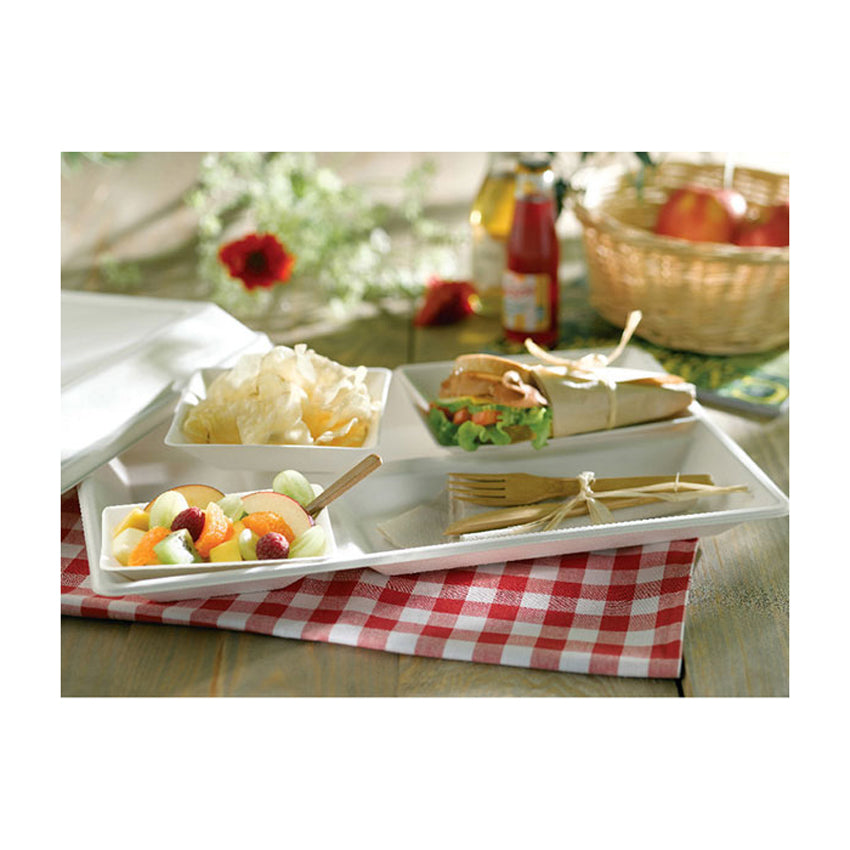 Packnwood Eco-design Sugarcane Compartment Tray with Lid, 15.75" x 10.63" x 1.10" H, Case of 100
