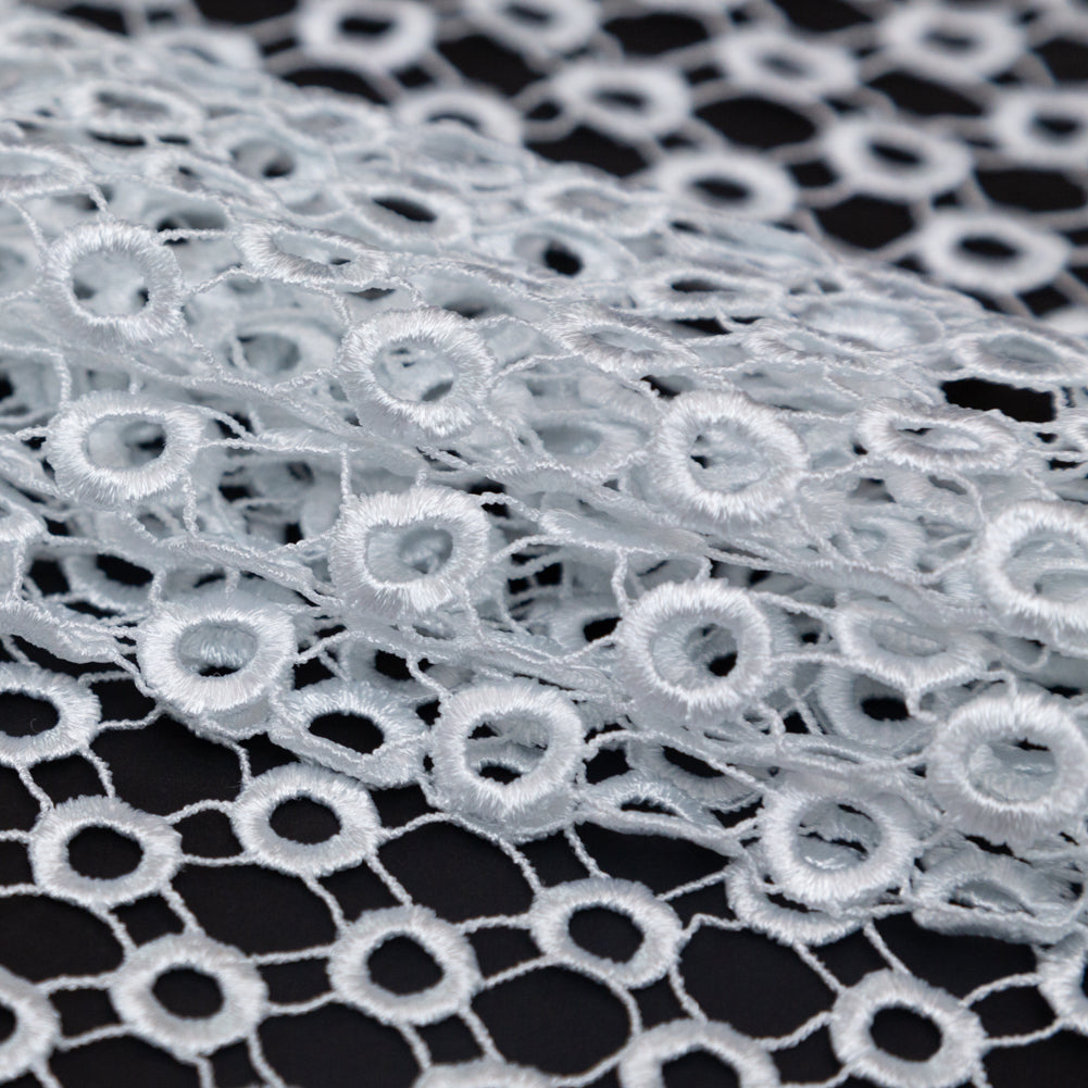 Guipure Lace - White Geometric Circles