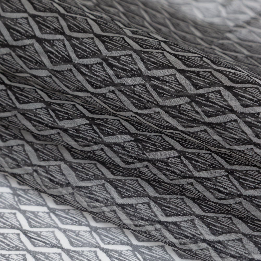 Brushed Nickel Zig Zag Silk Organza