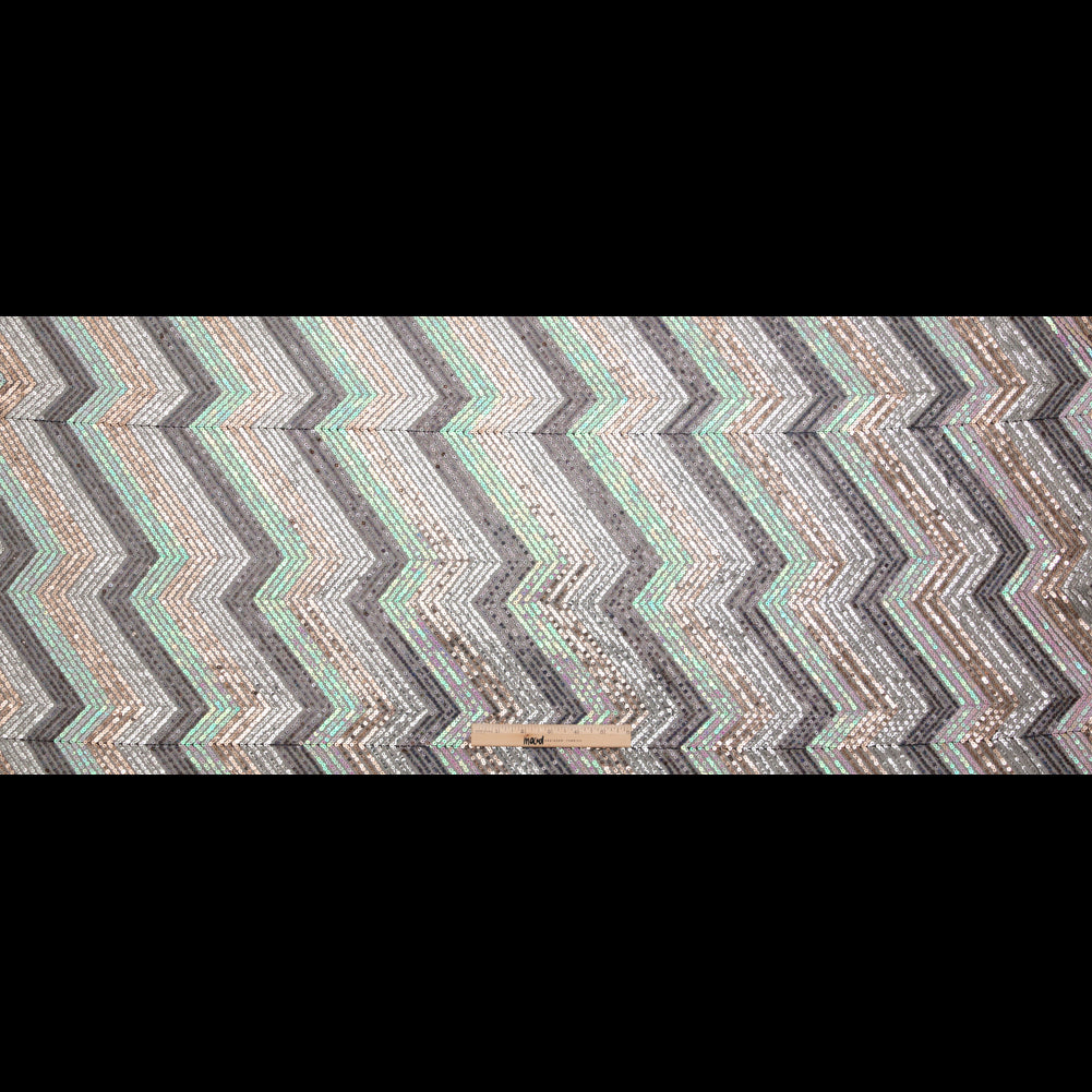 Iridescent Pink, Black, Rose Gold and Silver Zig Zag Baby Sequins