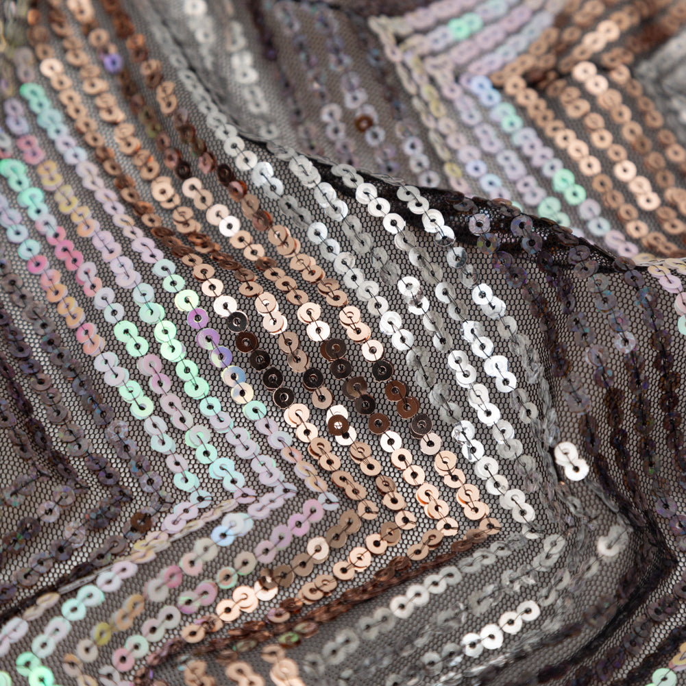 Iridescent Pink, Black, Rose Gold and Silver Zig Zag Baby Sequins