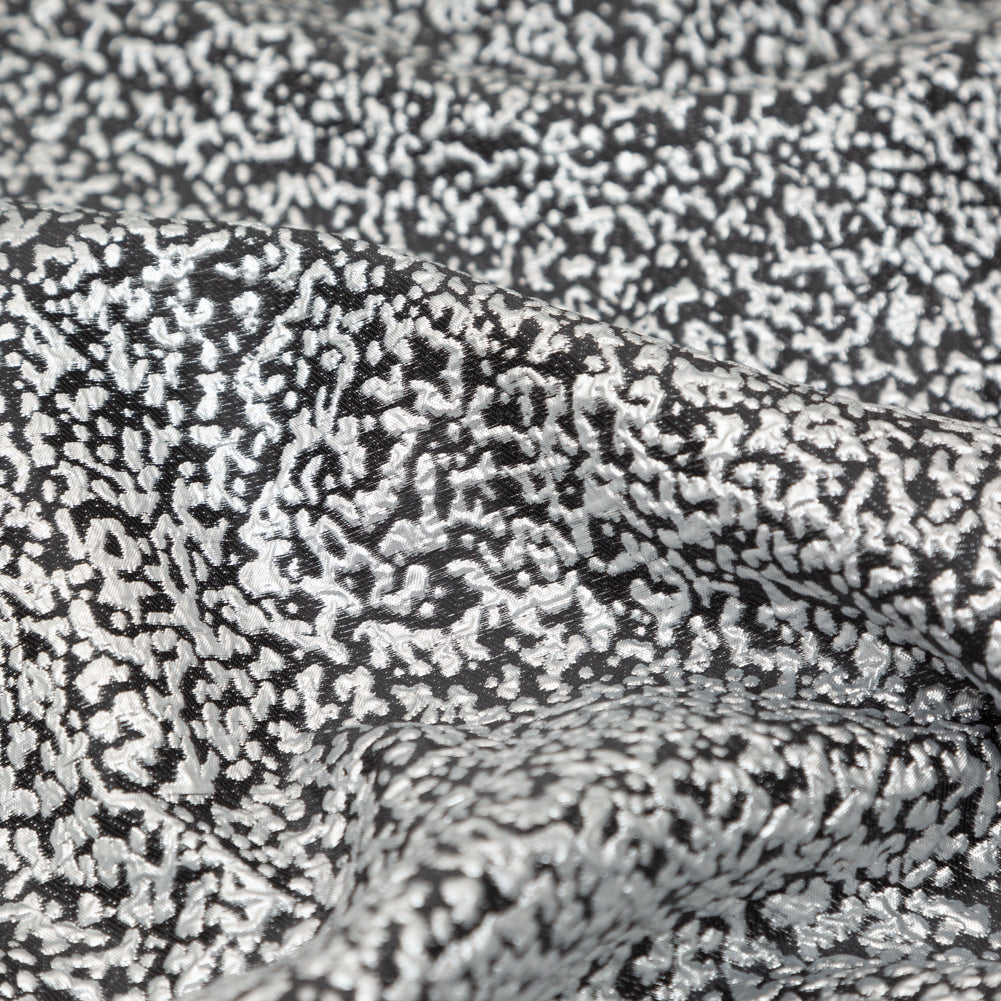 Metallic Silver and Black Abstract Brocade