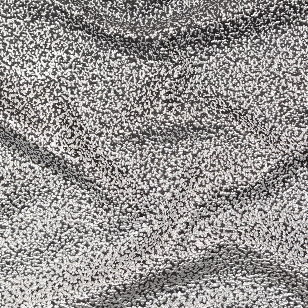 Metallic Silver and Black Abstract Brocade