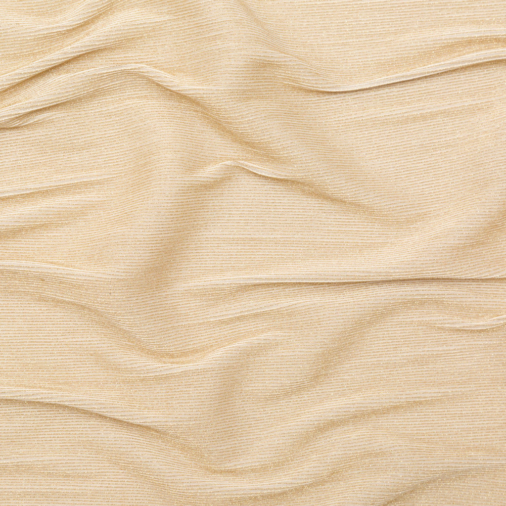 Metallic Gold and White Ultra-Stretch Raised Rib Knit