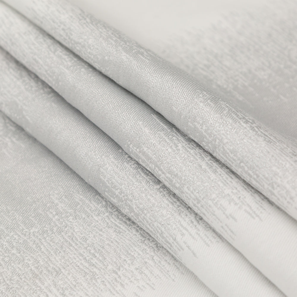 Italian Metallic Silver and White Abstract Cotton Jacquard