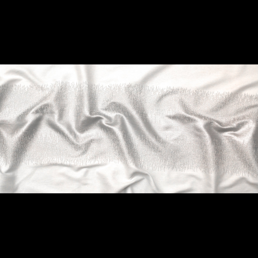 Italian Metallic Silver and White Abstract Cotton Jacquard