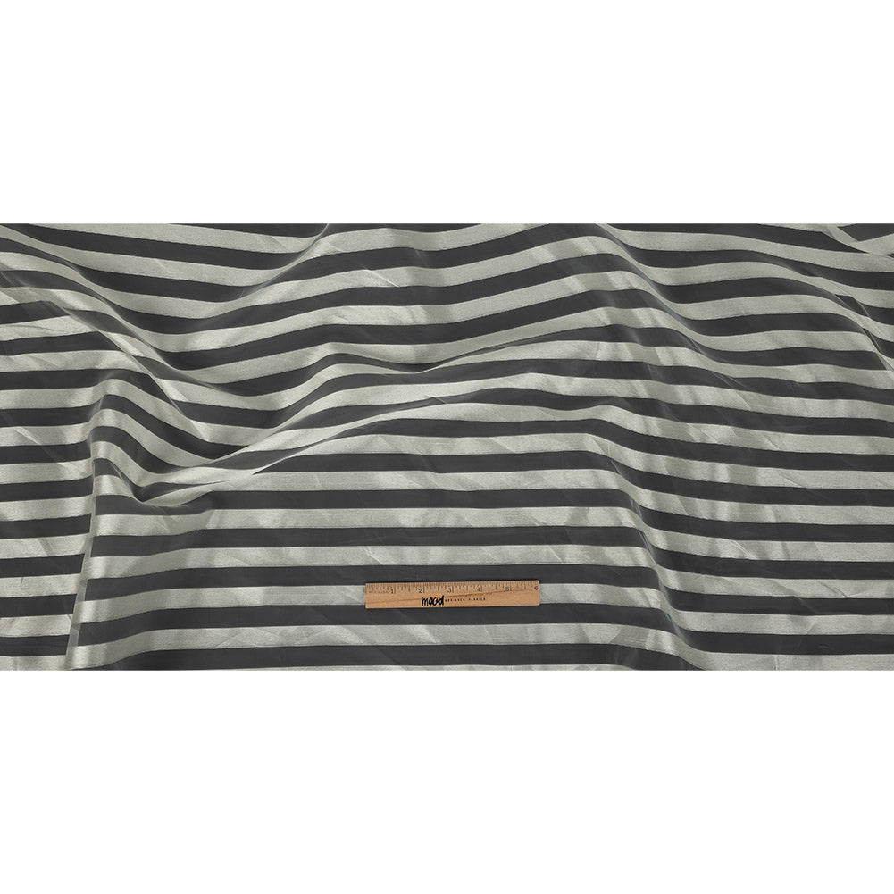 Cannoli Cream Organza with Woven Awning Stripes
