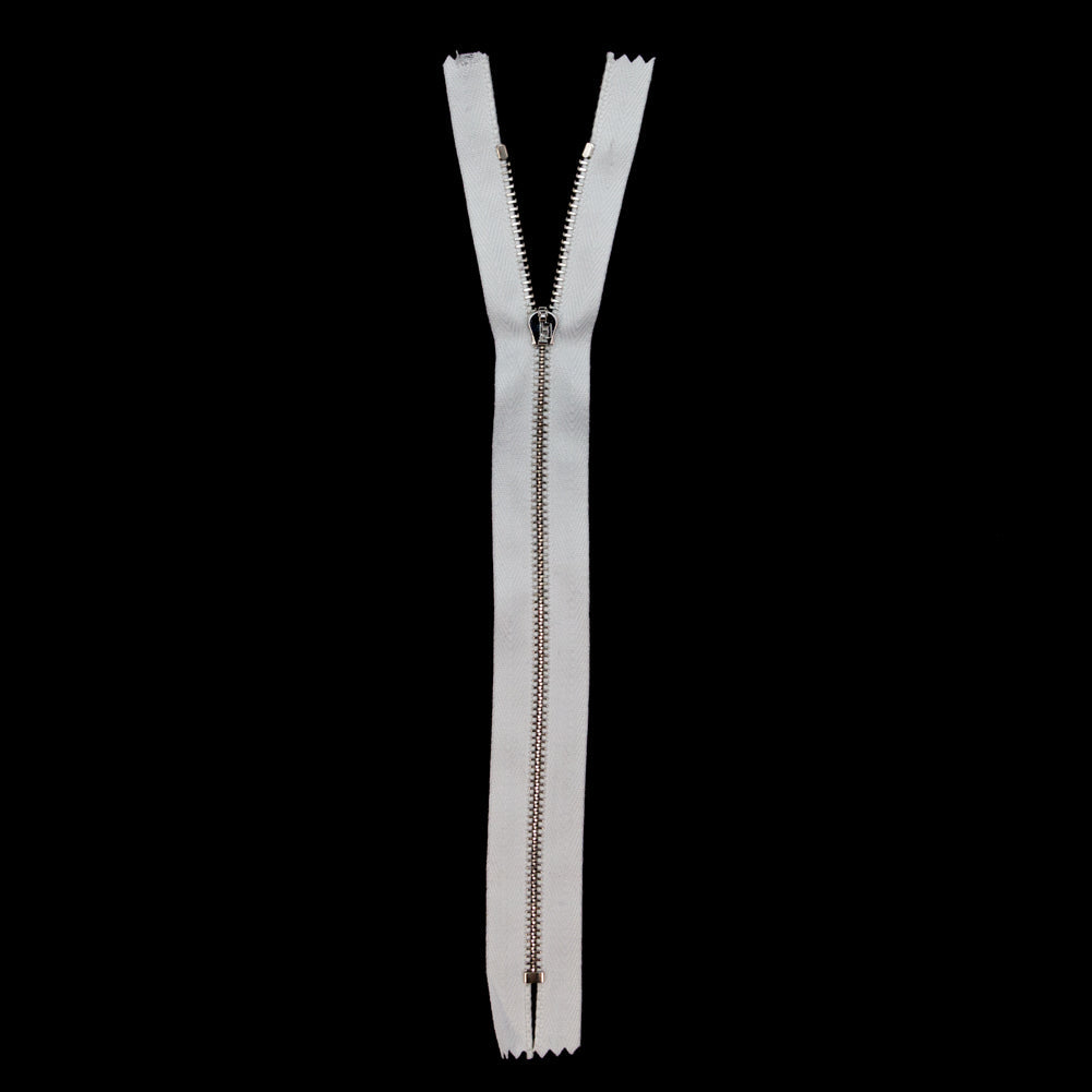 Mood Exclusive Italian Off-White and Silver T3 Closed End Metal Zipper - 9"