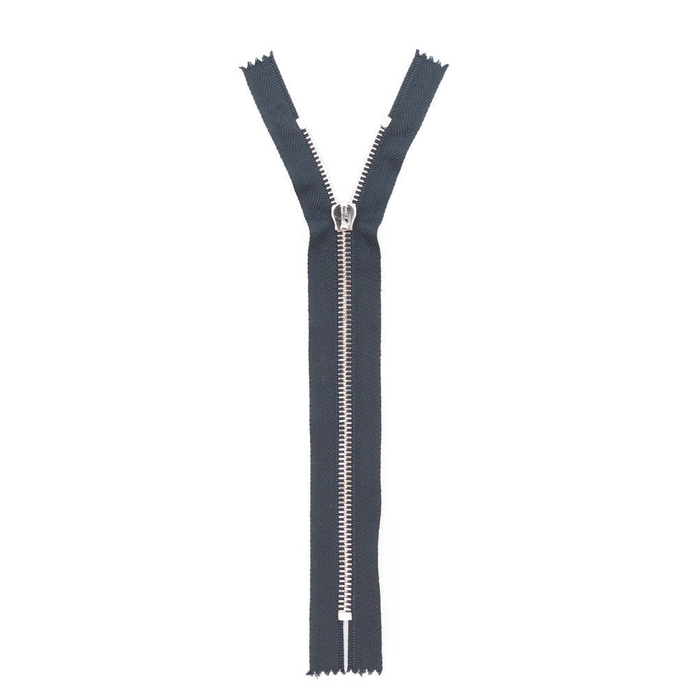 Mood Exclusive Italian Navy and Silver T5 Closed End Metal Zipper - 9"