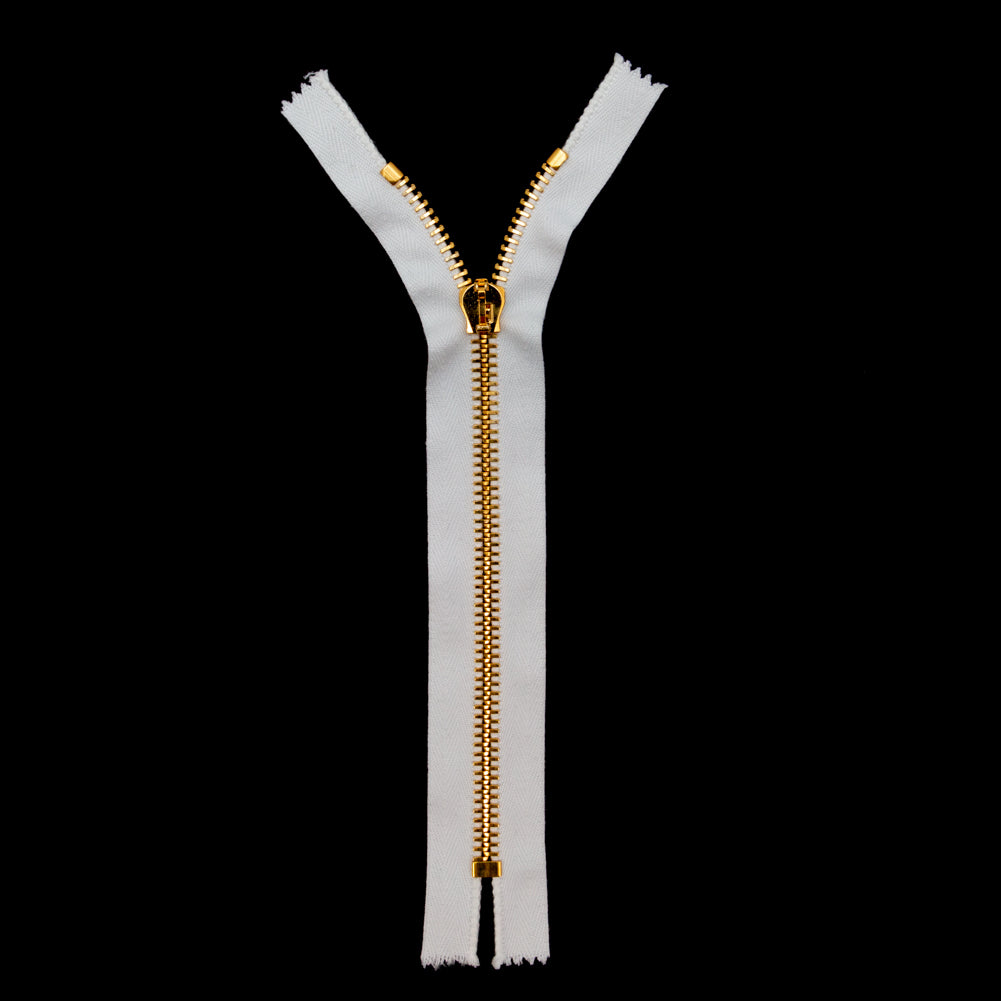 Mood Exclusive Italian Off-White and Gold T8 Closed End Metal Zipper - 9"