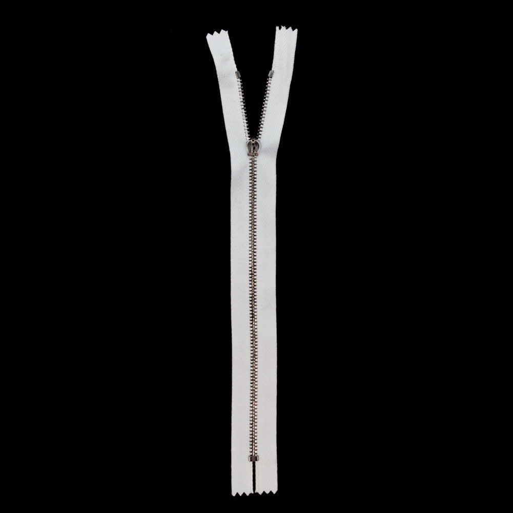 Mood Exclusive Italian Off-White and Gunmetal T3 Closed End Metal Zipper - 9"