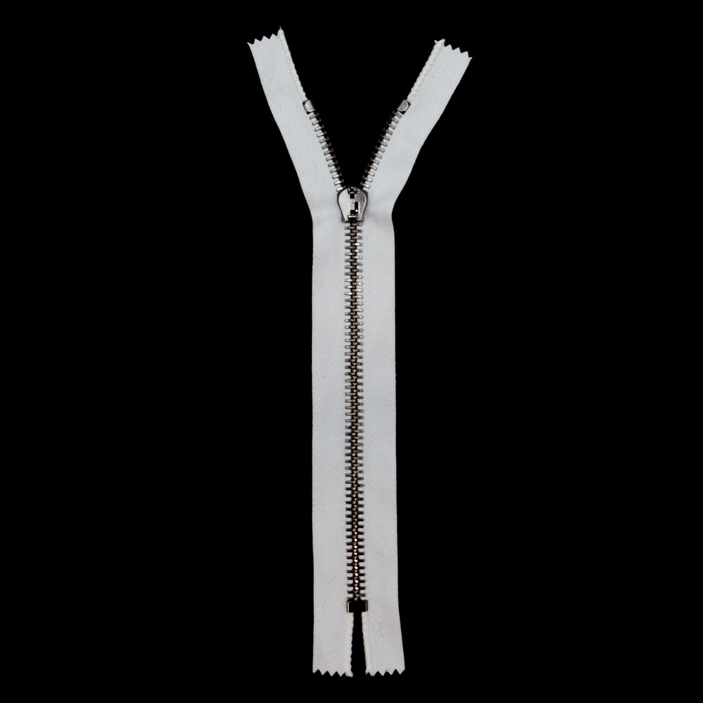 Mood Exclusive Italian Off-White and Gunmetal T8 Closed End Metal Zipper - 9"