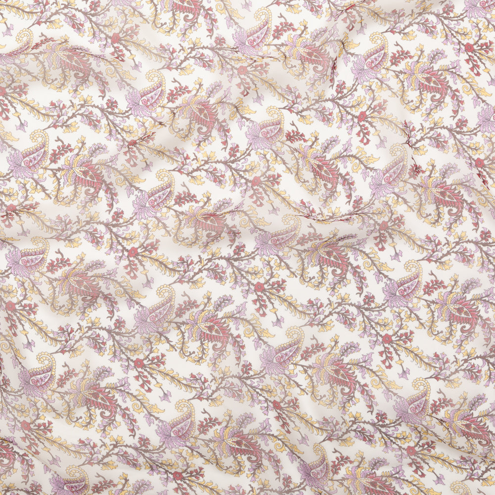 Elderberry, Solar Yellow and Sugar Swizzle Paisley Silk Chiffon