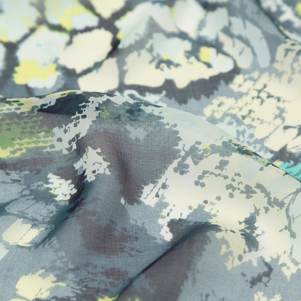 Green and Blue Reptilian Silk Chiffon