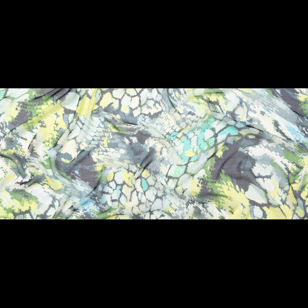Green and Blue Reptilian Silk Chiffon