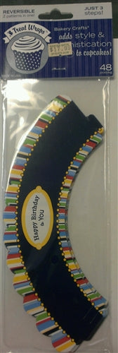 Happy Birthday Cupcake Treat Wrap - 48 Pack
