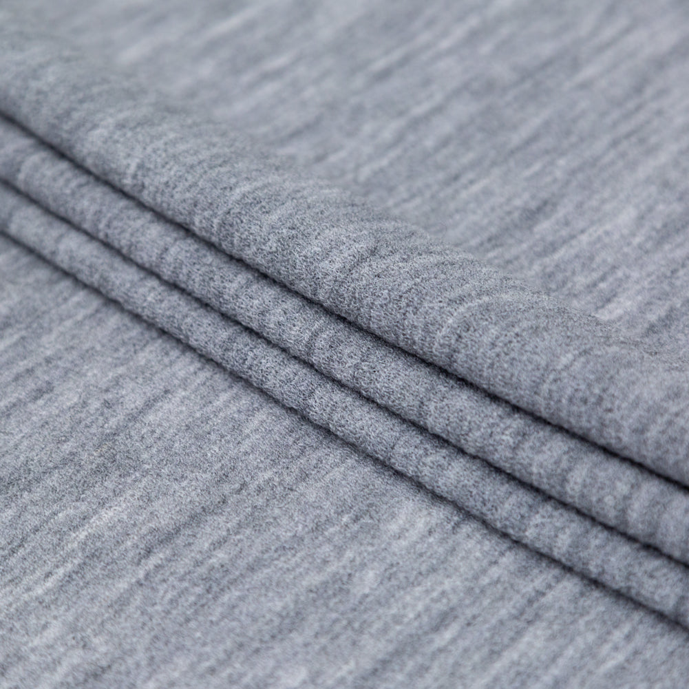 Italian Heathered Light Gray Creped Stretch Knit