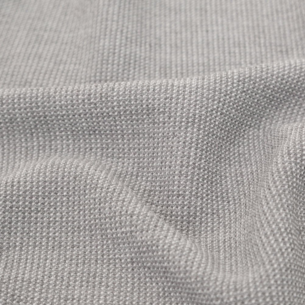 Italian Silver Ash Stretch Polyester Tweed