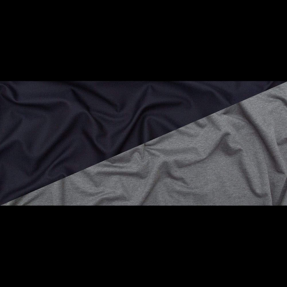 Italian Bonded Navy Pique and Heathered Gray Jersey