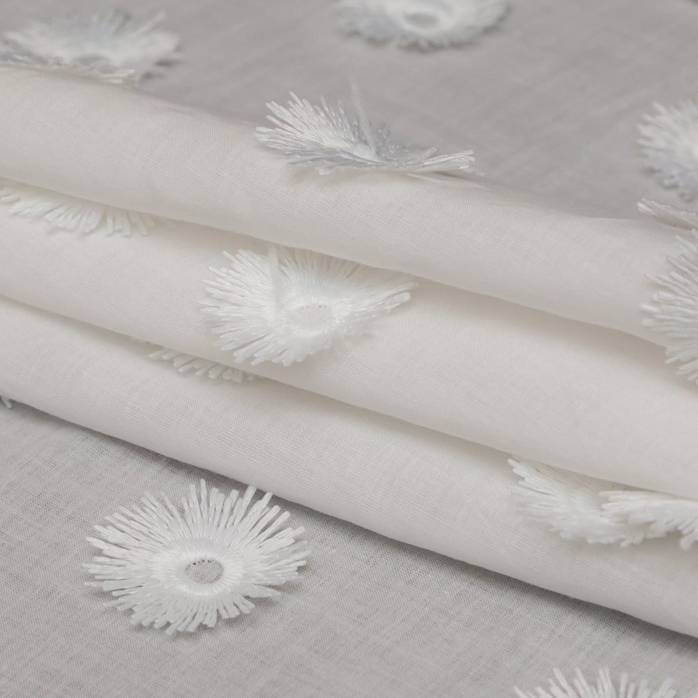 Off-White 3D Sunflower Embroidered Cotton Voile