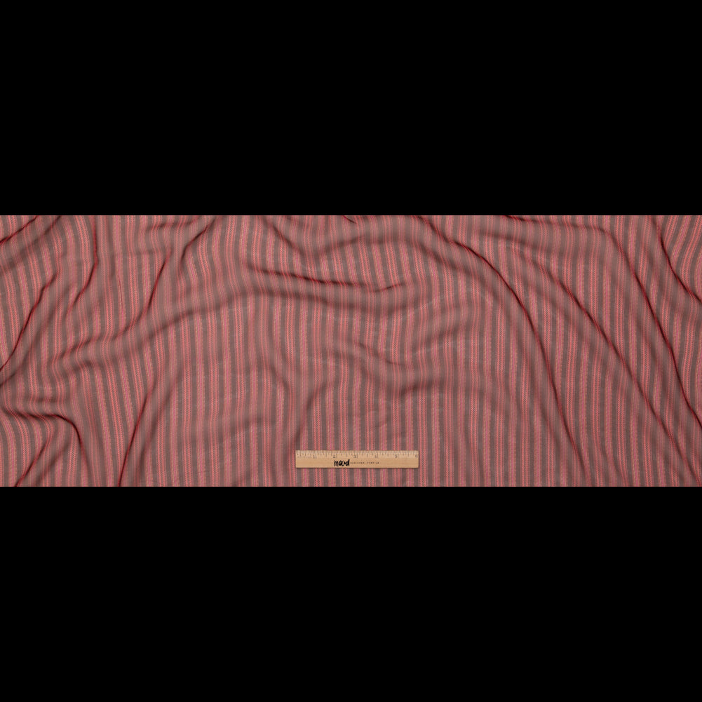 Famous NYC Designer Red and Pink Striped Silk Chiffon