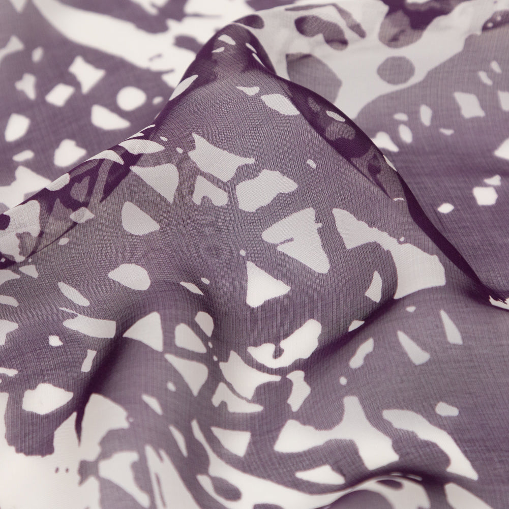 Blackberry Wine and Pumice Stone Abstract Silk Chiffon
