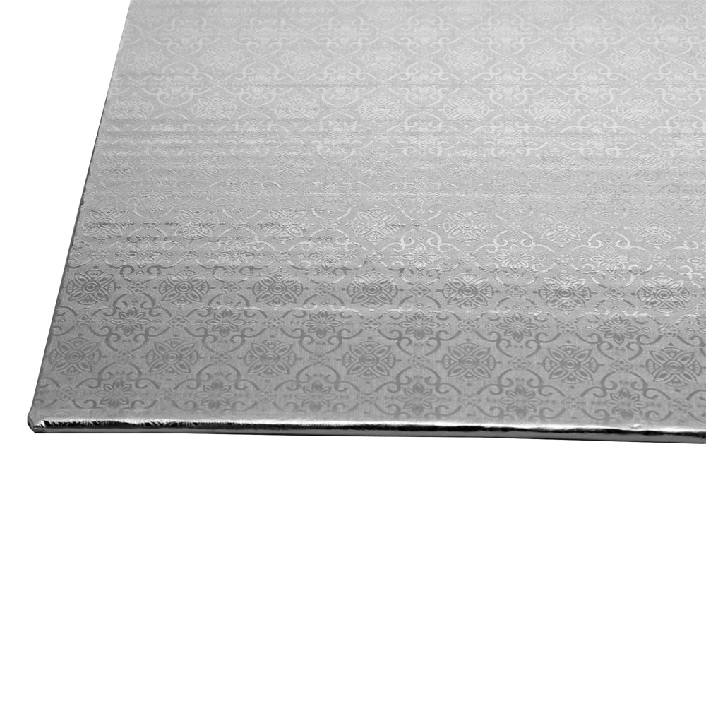 O'Creme Quarter Size Rectangular Silver Foil Cake Board, 1/4" Thick, Pack of 10