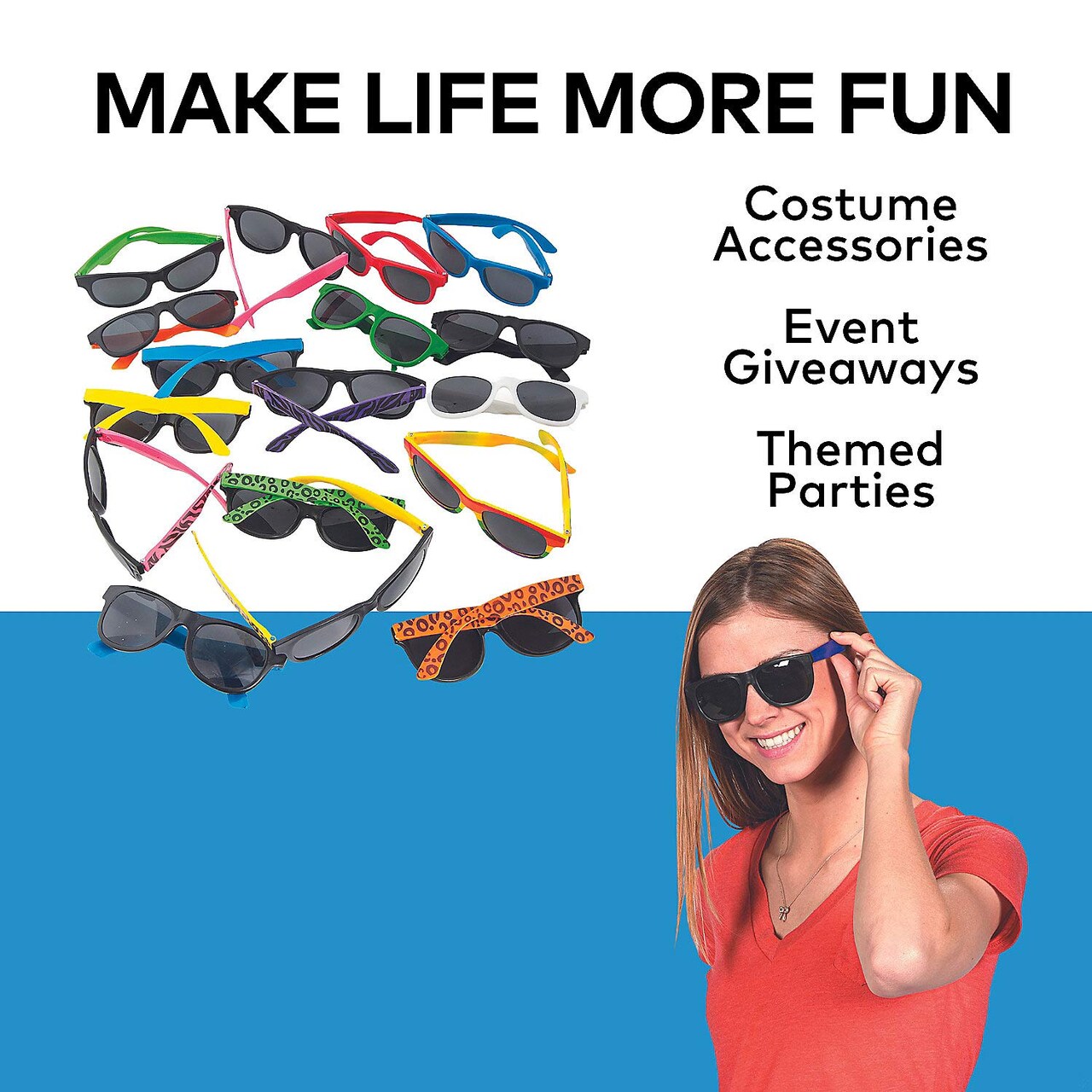 Adults Solid Colored & Patterned Sunglasses Assortment – 5" x 5", 48 Pc