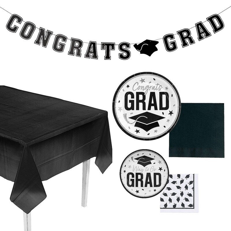 152 Pieces Graduation Party Pink Disposable Tableware Kit for 25 Guests