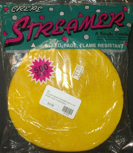 Yellow Crepe Streamer - 500 Feet