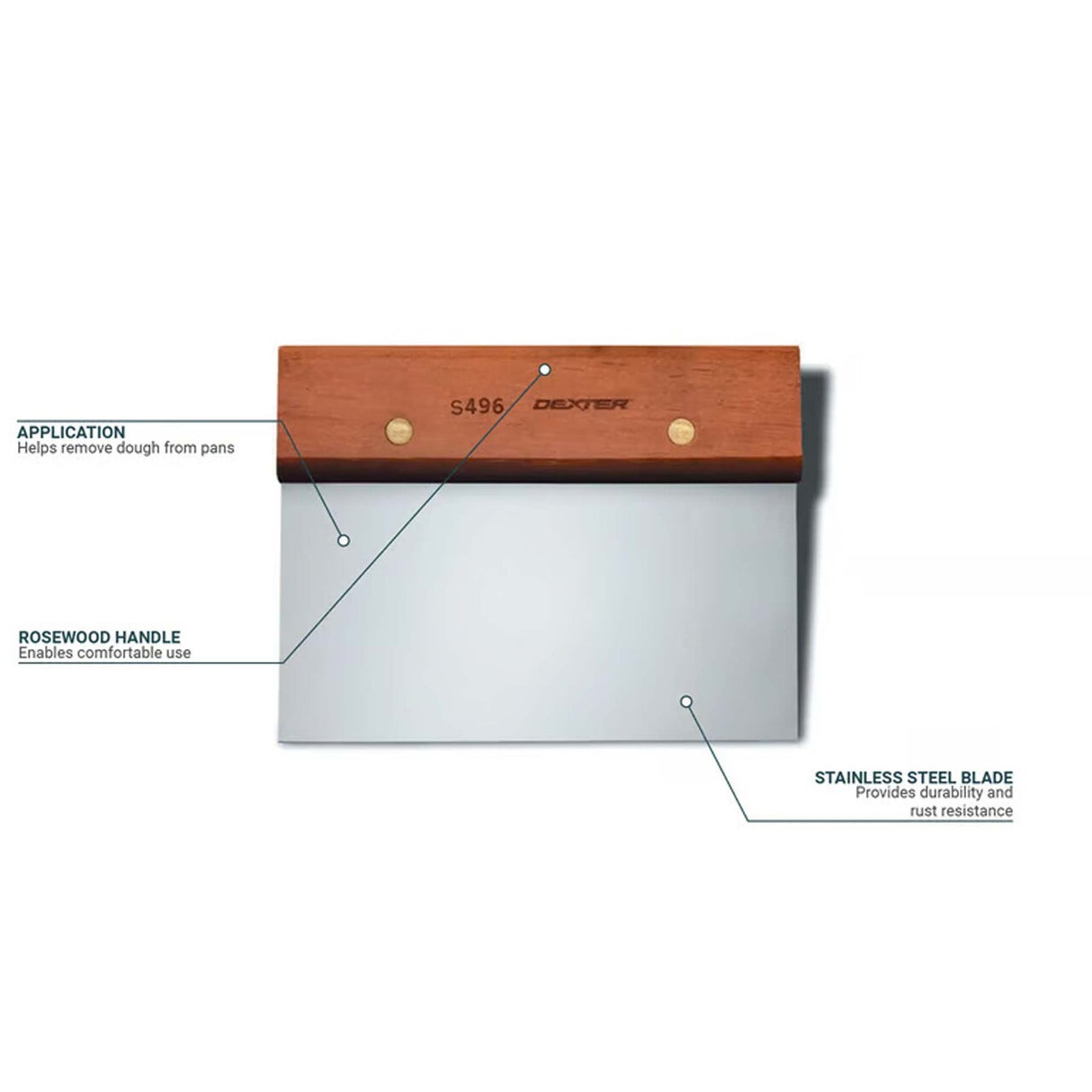 Dough Cutter & Scraper 6" x 3" Stainless Steel Blade Rosewood Handle