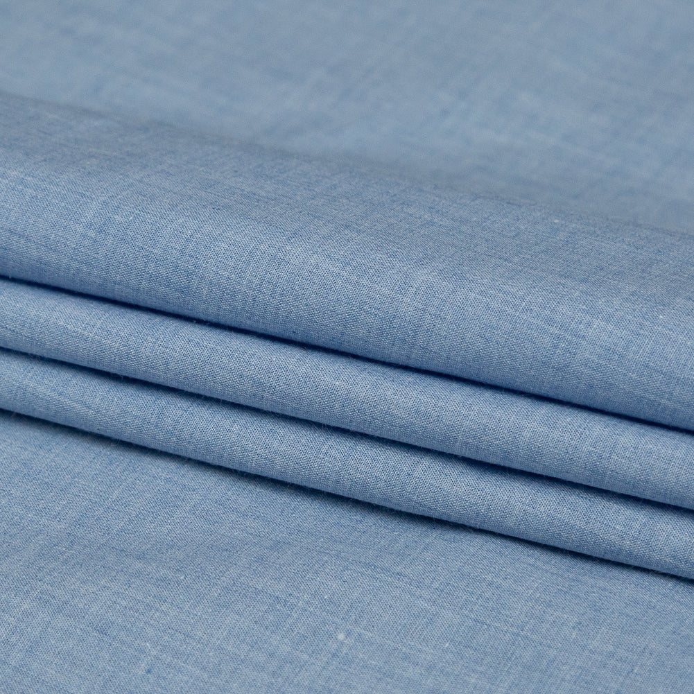 Italian Heathered Blue Cotton Shirting