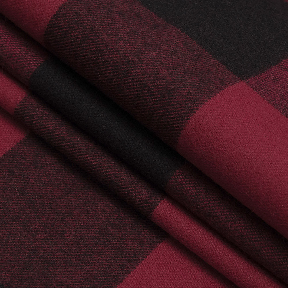 Buffalo Check Cotton Flannel - Black and Red - Seco Collection