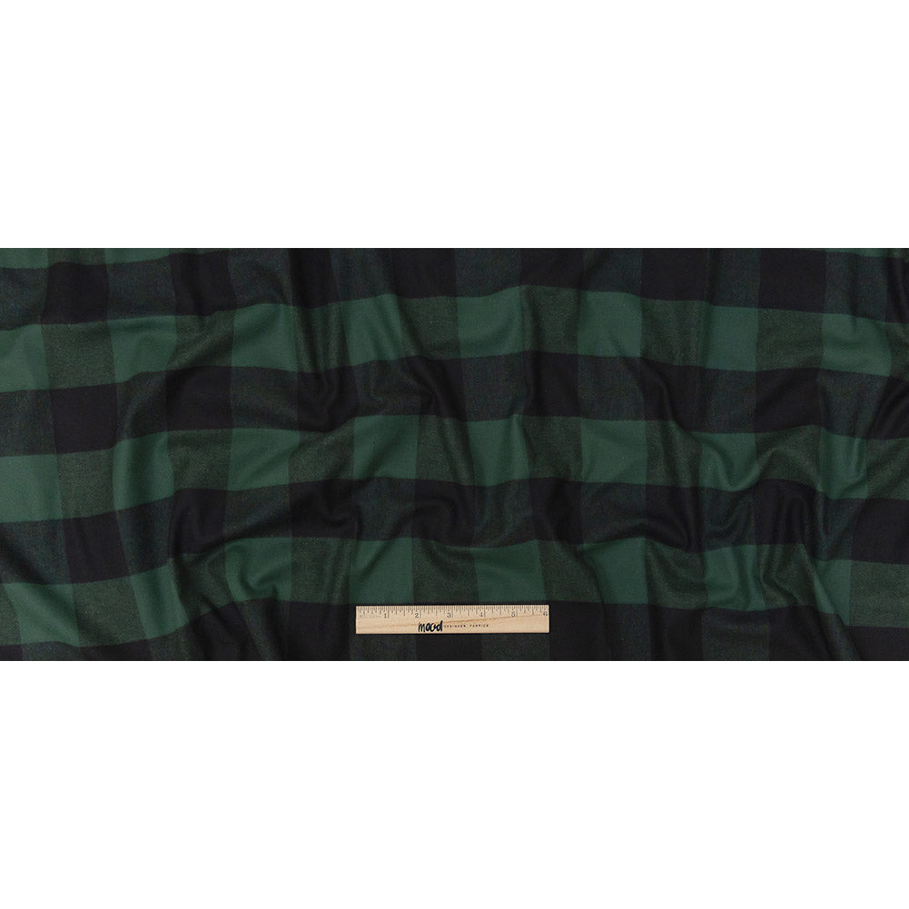 Buffalo Check Cotton Flannel - Black and Green - Seco Collection
