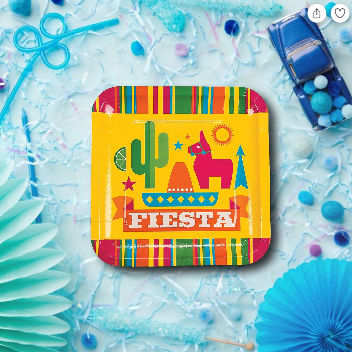8 Count Sombrero Fiesta Party Paper Dinner Plates 9 Inch for Cinco de Mayo Celebration