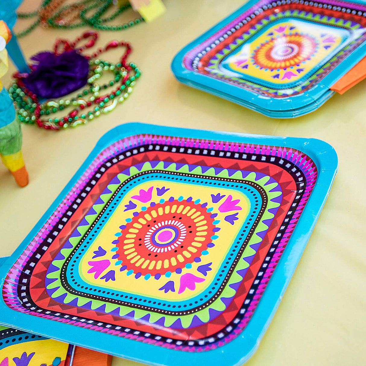 8 Count Fiesta Theme Disposable Paper Dinner Plates 9"