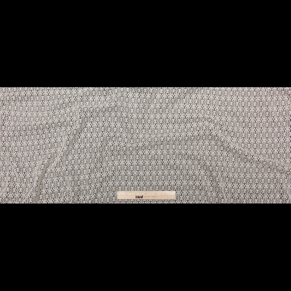 Famous NYC Designer Crystal Gray Stretch Floral Lace
