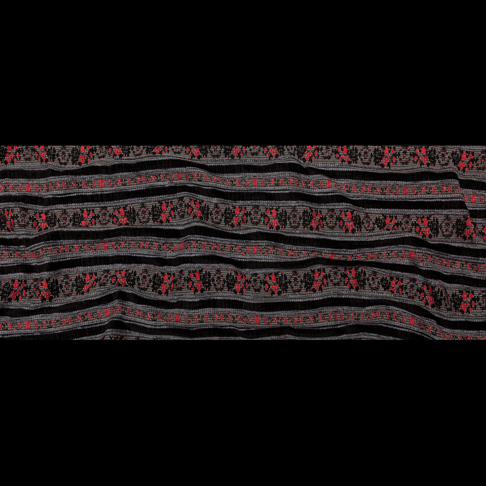 Famous NYC Designer American Beauty and Black Striped Acrylic Tweed