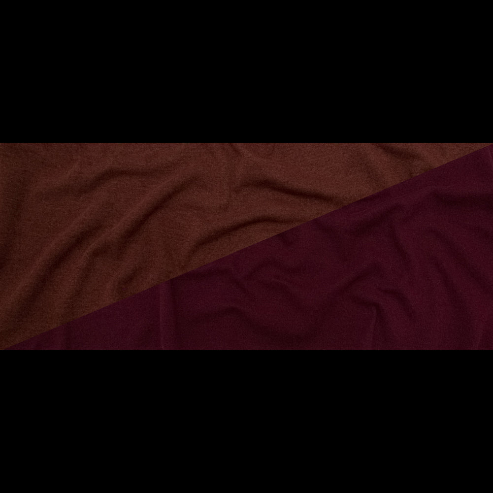 Italian Burgundy and Shaved Chocolate Reversible Wool Double Knit