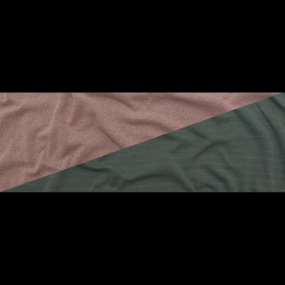 Italian Striped Sea Spray, Castor Gray and Adobe Rose Reversible Wool Double Knit