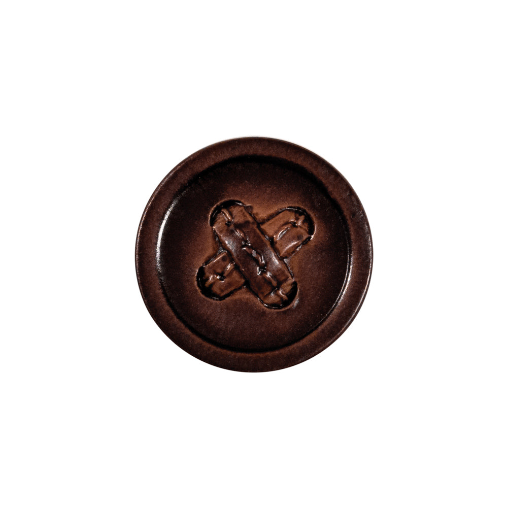 Brown Cross Stitch Plastic Shank Back Button - 32L/20mm