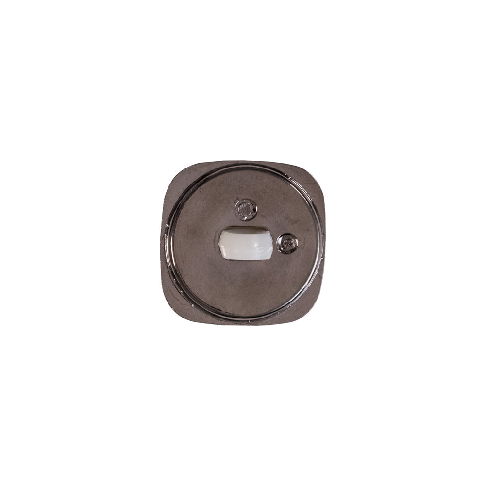 Italian White and Gunmetal 2-Piece Plastic Button - 22L/14mm
