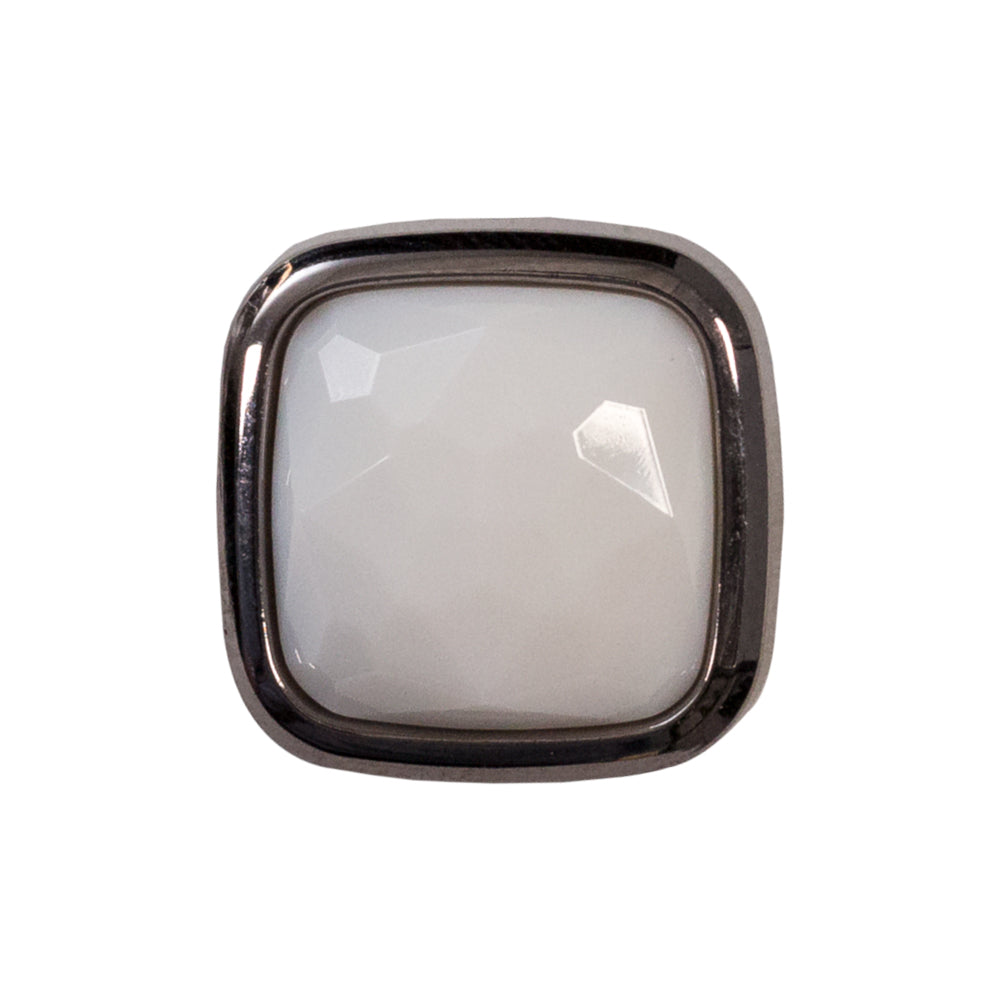 Italian White and Gunmetal 2-Piece Plastic Button - 30L/19mm